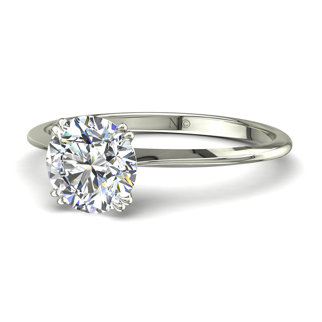 Solitaire bague diamant naturel rond 0.60 carat or blanc Vanessa
