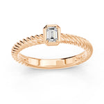 Charger l&#39;image dans la visionneuse de la galerie, Solitaire Vittoria bague diamant naturel Émeraude 0.20 carat or rose
