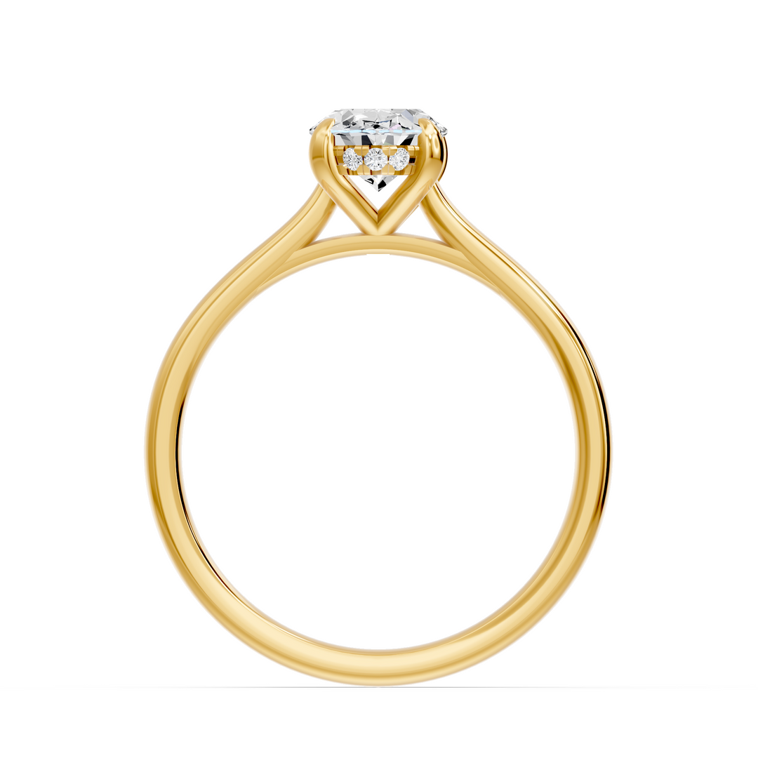 Solitaire bague diamant naturel ovale et diamants naturels ronds 1.05 carat or jaune Viviana