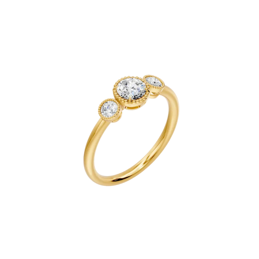 Bague diamant 0,50 Carat épaulé vintage Melinat or jaune